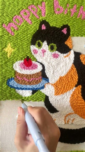 Let's Punch Needle Embroidery together：cat