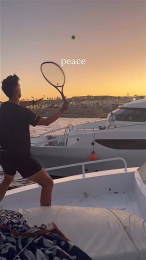 Yacht to Yacht Tennis in Egypt Golden Hour - Pro Player Epic Rally #sailing #tennis