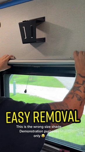 Removing these particular types of shades are really easy. Remove the valance first, usually held in by 2 screws and then remove the roller shade by pushing the 2 buttons as shown in the video! We hope this helps others who are interested in painting or remodeling their rig! #rvliving #rvlife #rvrenovation #fyp #livingmybestlife #fridayvibes #friday