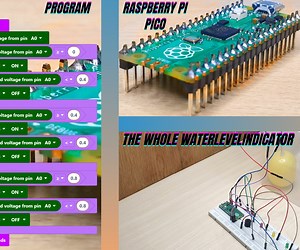 Raspberry Pi Pico Water-level-indicator Using Potentiometer