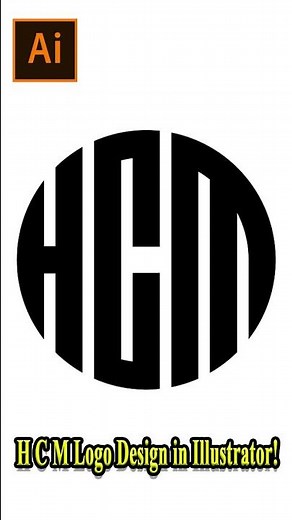 H C M Logo Design in Adobe Illustrator | Grid, Line, Ellipse & Shape Builder Tool Tutorial