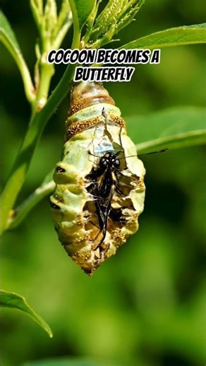 the cocoon turns into a beautiful butterfly #butterfly #animal #wildlife