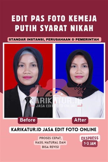 Persiapan nikah makin mudah 💍 Butuh pas foto latar biru sesuai syarat nikah? ✔️ Edit rapi & natural ✔️ Latar biru sesuai ketentuan ✔️ Siap cetak & kirim Hub waAaa kami yg ada d bio00 akunnn Skrg yaa !! #fyp #pasfoto #jasaeditfoto #syaratnikah #nikah