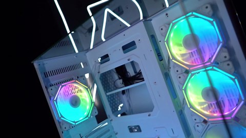 Case Computer Rise Mode USA Galaxy Full Glass, Mid Tower Tempered Glass, ATX White