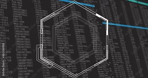 Hexagonal shape over redacted data and coding animation Stock Video