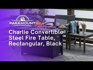 Paramount Charlie Convertible Steel Fire Table, Rectangular, Black