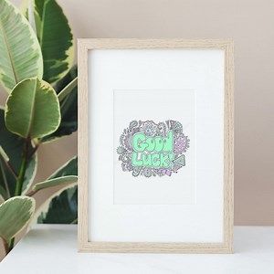 Good Luck Doodle Colourful Pink and Green PNG Instant Digital Download, Good Luck Card, Good Luck Wall Art, Good Luck Digital Line Art - Etsy Canada