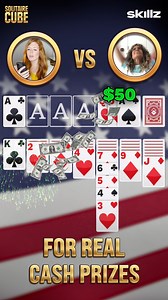 Celebrate the stars and stripes as you sing the song of victory with Solitaire Cube. https://games.skillz.com | Skillz