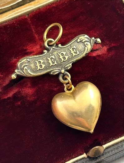 Necklace Pendant Bebe, Baby, Dangling Vintage Brass Charm, Ornate Jewelry - Etsy