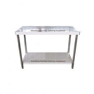 [Hot Item] two layers commercial kitchen work table 304 201 stainless steel workbench as buffet equipment
