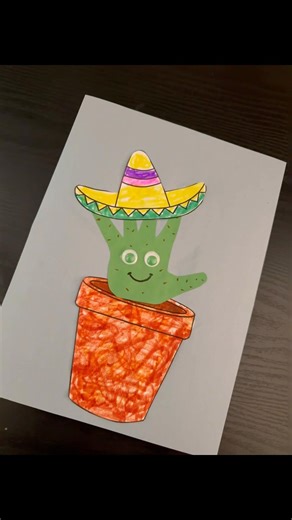 Easy Cinco de Mayo Handprint Craft! 🌵🌮 (Preschool Activity) #shorts