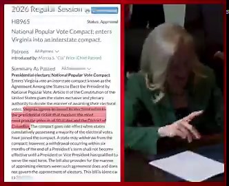 BREAKING - Outrage is erupting across Virginia after Abigail Spanberger signed HB965 into law, effectively rendering Virginians’ presidential votes null and void, with the measure handing the states electoral votes to the national popular vote winner regardless of states results.