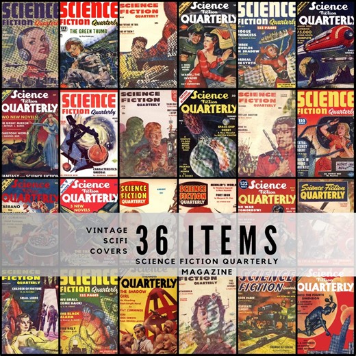 36 Science Fiction Quarterly Covers / Classic Pulp Scifi Art / Retro Futuristic Magazine Imagery / High‑res Printable JPG Set - Etsy