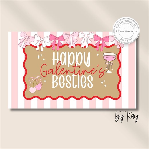 Galentine Editable Banner and Border Templates Digital Download | Valentine Hand Painted Banner Borders | Lets Go Girls | Banner Template - Etsy