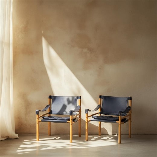 Vintage Handmade Blue Leather Safari Chair - Living Room Accent Chairs - Etsy