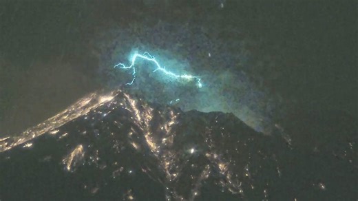 Sakurajima spews lava in spectacular lightning-storm eruption