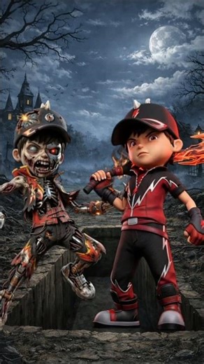 Terlalu Berbahaya! BoBoiBoy Halilintar VS Zombi Cyborg Api! 🍃💥 #boboiboy #shorts