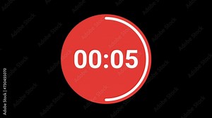 10 Second to 0 Timer Countdown Animation with transparent background