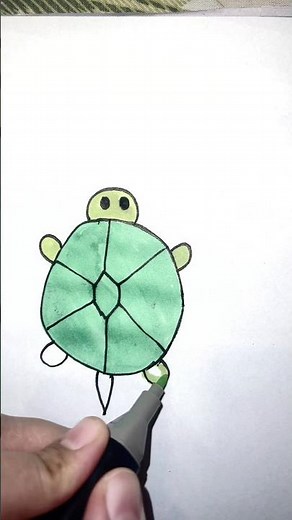 🐢 Easy Turtle Drawing for Kids | Cute & Simple Drawing Tutorial #Shorts