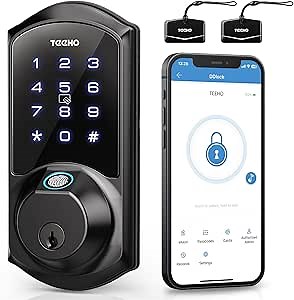TEEHO Smart Door Lock, Keyless Entry Door Locks, Fingerprint Door Lock, Black - Amazon.com
