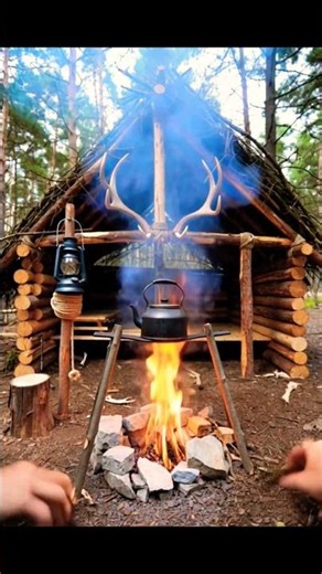 Solo Survival in Heavy Rain | Bushcraft Shelter & Fire in the Forest