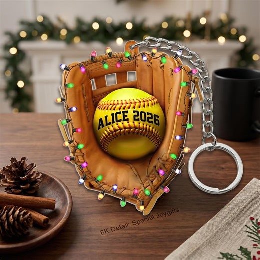 Custom Acrylic Softball Keychain With Name & Year, Personalized Softball Player Gift, Softball Team Coach Gift, Girls Softball Bag Charm - Etsy