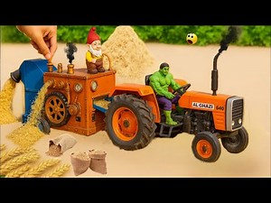 Mini Tractor Threshing Wheat | Amazing Village Machine Project | DIY Thresher Working