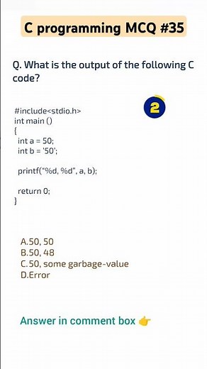 C programming MCQ #35 | c programming mcq questions with answers #mcq