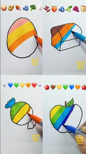 ⁠🥚🍞🍬🍎 Satisfying Art Colouring ‪@ArasEasyArt‬ #viral #colouring #ytshorts