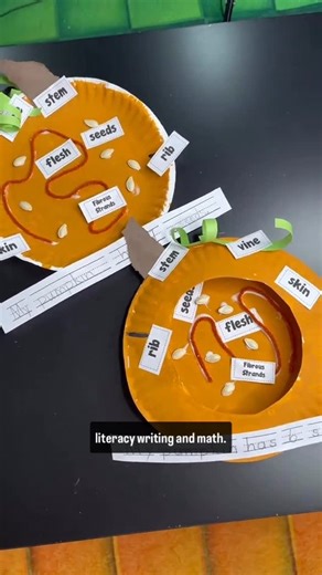 Abbie Ickes-Peterson on Instagram: "🎃 Label a 3D pumpkin! 🎃 Hands-on learning that’s perfect for fall — students get to cut, paint or color and glue parts of a pumpkin, and practice labeling skills all in one fun activity! 🍂✏️ ➡️ Save this! #kindergartenchaos #HandsOnLearning #KindergartenCenters"