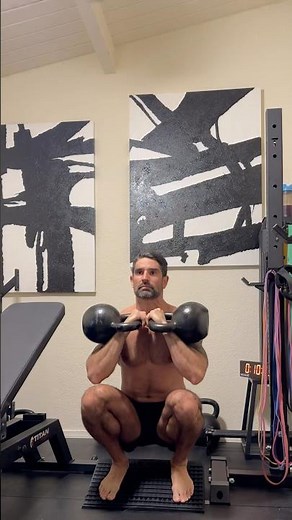 Double Kettlebell Cyclist Squat - SquatWedgiez Slant Board
