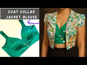 Coat Collar Jacket Blouse | Strip Blouse Design | Blouse Designs New Model | Blouse Design Cutting