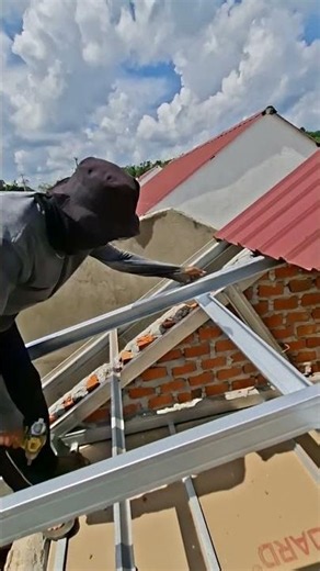ight steel canopy installation #tips #building #fyp..