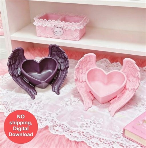 Angel Wing Heart Jewelry Organizer, Valentines Day Gift, Jewelry Box, Digital Download, STL - Etsy