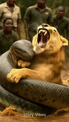 "Anaconda Attacks Lion 🐍🦁😱 Shocking Jungle Fight!"#short #pythonattack #lion #animals #humanity