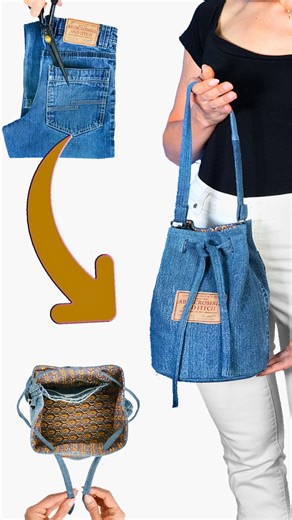 Come riciclare facilmente i jeans e trasformarli in una borsa a tracolla alla moda! Miarti👜✂️ | Miarti - Idee creative