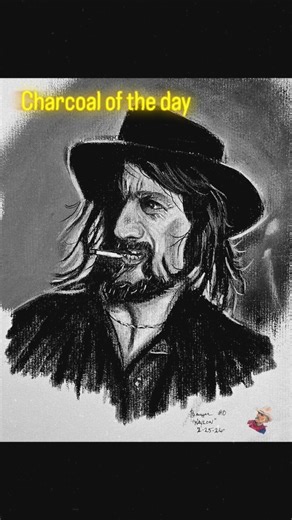 been drawing Waylon Jennings for a while now #countrymusic #charcoal