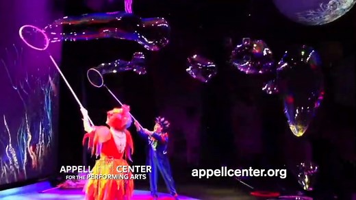 Welcome to Bubblelandia – a breathtaking underwater world where fantasy becomes reality! The Underwater Bubble Show is a Cirque du Soleil-inspired spectacle, blending drama, mime, dance, puppetry, juggling, contortionism, sand art and magic with the amazing beauty of soap bubbles. Don't miss this unique experience for the entire family! Join us on Thursday, April 21 at 6:30pm, tiickets start at $28 and can be found here: https://appellcenter.org/show/underwater-bubble-show | Appell Center for th