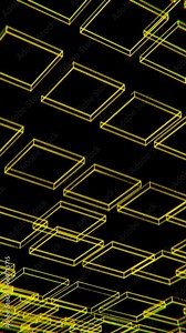 portrait video of animated wireframe yellow cube, vertical video of motion graphic design suitable for social youtune, tiktok or reel