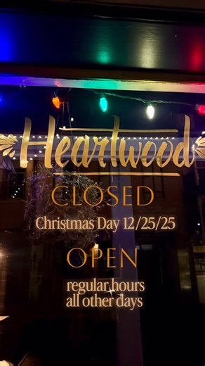 ✨ HOLIDAY HOURS ✨ We’re here for you all season long! Heartwood will be OPEN regular hours 10am - 8:30pm every day through the holidays — including Christmas Eve, New Year’s Eve, and New Year’s Day. The only day we’ll be CLOSED is Christmas Day, so our team can rest, celebrate, and soak up time with loved ones. 🎄💛 Come cozy up with nourishing bowls, ramen, treats, and warm drinks all season. Enjoy this slowing down of this holiday season! 🌲🎁✨ | Heartwood Eatery