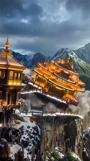 Chinese Temple Falling Down of Mountain and Explode #shorts