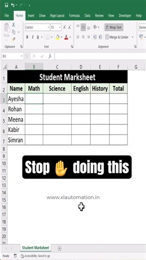 Excel Interview Question Students Marksheet in Excel #excel #exceltips #exceltutorial #msexcel