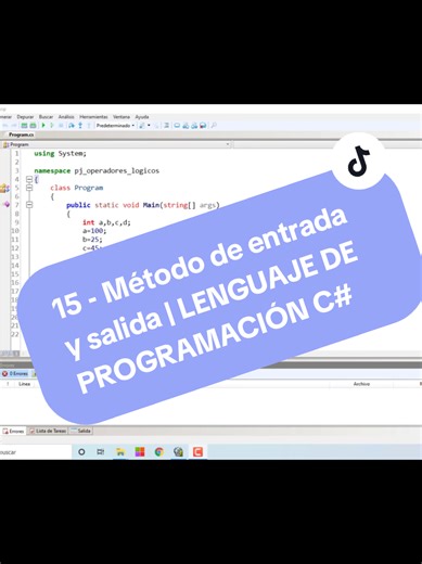 15 - Método de entrada y salida | LENGUAJE DE PROGRAMACIÓN C# #dev #lenguajedeprogramacion #aprendeaprogramar #csharp #programacion #programando #code #desdecero #sharpdevelop #paratiiiiiiiiiiiiiiiiiiiiiiiiiiiiiii #fyi