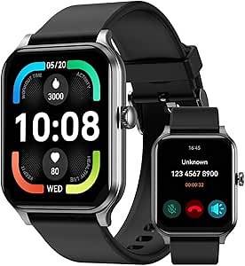 Smart Watch 1.91" HD, Smart Watch for Men Women,Fitness Tracker with 100+ Sport Modes,Heart Rate/Spo2/Sleep Monitor,IP68 Waterproof Digital Watch for Android/iOS (Classic Black)