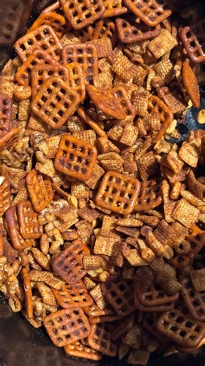 Homemade Chex Mix! This DIY version can be made in a slow cooker or in the oven. So choose your method then raid your pantry because this recipe is merely a template for you to sub in whatever cereals, pretzels and nuts you have on hand. 🙌🏻 Trust me, once you try warm homemade Chex Mix, you’ll never reach for a store-bought bag again! https://www.justataste.com/homemade-chex-mix-slow-cooker-oven-recipe/ | Just a Taste