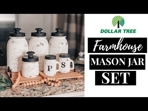 High-End Dollar Tree Farmhouse Kitchen Decor DIY | Mason Jar Set