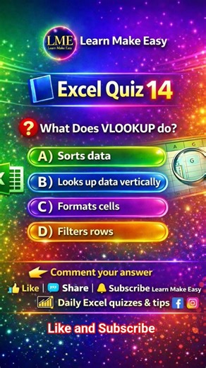 Excel Quiz 14 | #shorts #short #shortsvideo #shortsfeed #learnexcel #exceltips #dataskills