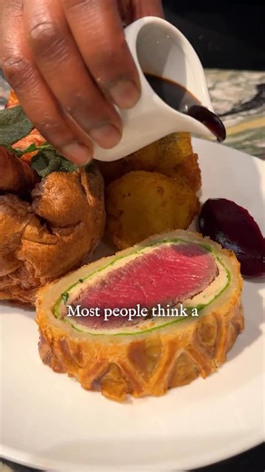 Our new chef in residence @nokxmajozi breaks down how you can make the Fallow Vension Wellington for this Christmas 🍂 We have a handful of spaces left for Christmas Day, book via the link in our bio ✨ Ingredients * 800g venison loin * 50g Dijon mustard * 500g chicken mousse * 4 large pancakes * 1 large roll puff pastry * 4 egg yolks * Seasoning Method 1. Heat a pan over high heat with a little oil. Sear the venison on all sides 2. Brush with mustard & season with black pepper, chill until ice c