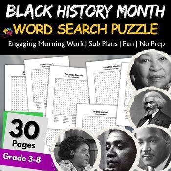 Fun Black History Month Word Search Puzzles Activities 4th,5th,7th,8th,9th.10th