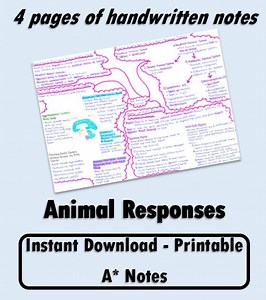 A Level Note Biology - Animal Responses - A Level Biology Note Bio Revision Guide for Alevel Biology Revision Guide Mind Map Mindmap - Etsy Canada
